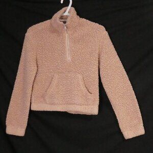 GARAGE | xs - extra small | Copper Brown Partial Zip-Up Teddy Pullover Sweater